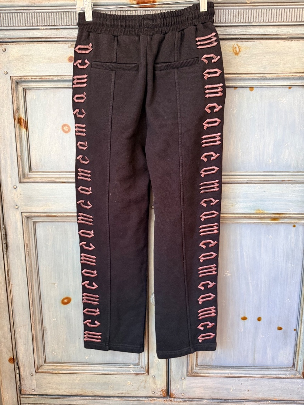 MCQ by Alexander McQueen Black Sweatpants with Pink Embroidery Size XXS